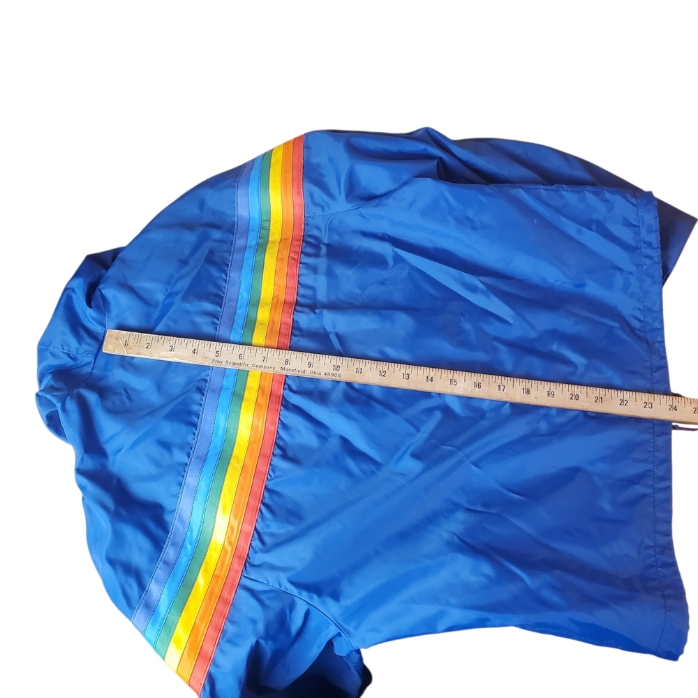 80s OP Blue Windbreaker with Rainbow Stripe. SMALL. #244 - Picture 14 of 15
